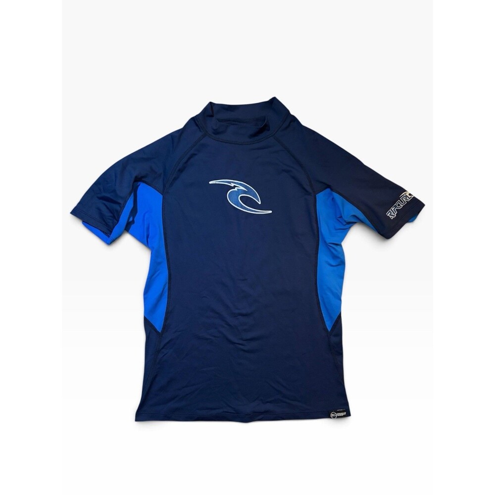Rip Curl Men's Classic Short Sleeve Shirt Wave Lycra Rash Guard (Blue) Large